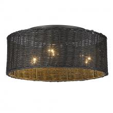  1084-FM BLK-BW - Erma Flush Mount in Matte Black and Black Wicker